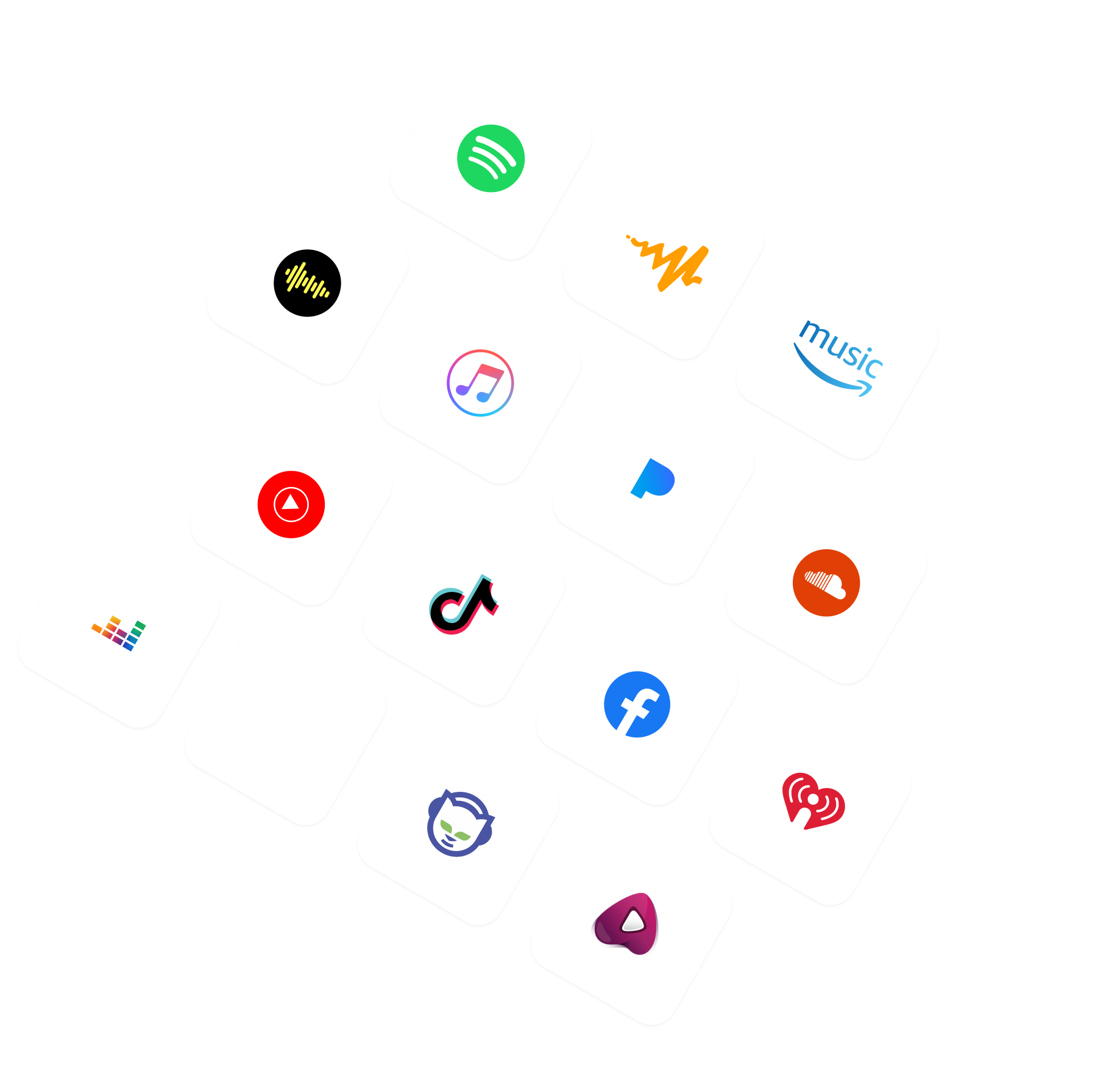 Streaming and social platform logos supported by eMastered distribution